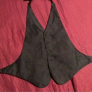 Tux navy blue vest Sm-med adjustable at neck & back
